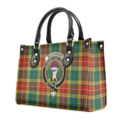 Buchanan Old Sett Tartan Crest Leather Handbag