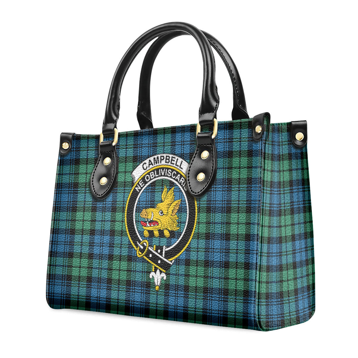 Campbell Ancient 01 Tartan Crest Leather Handbag