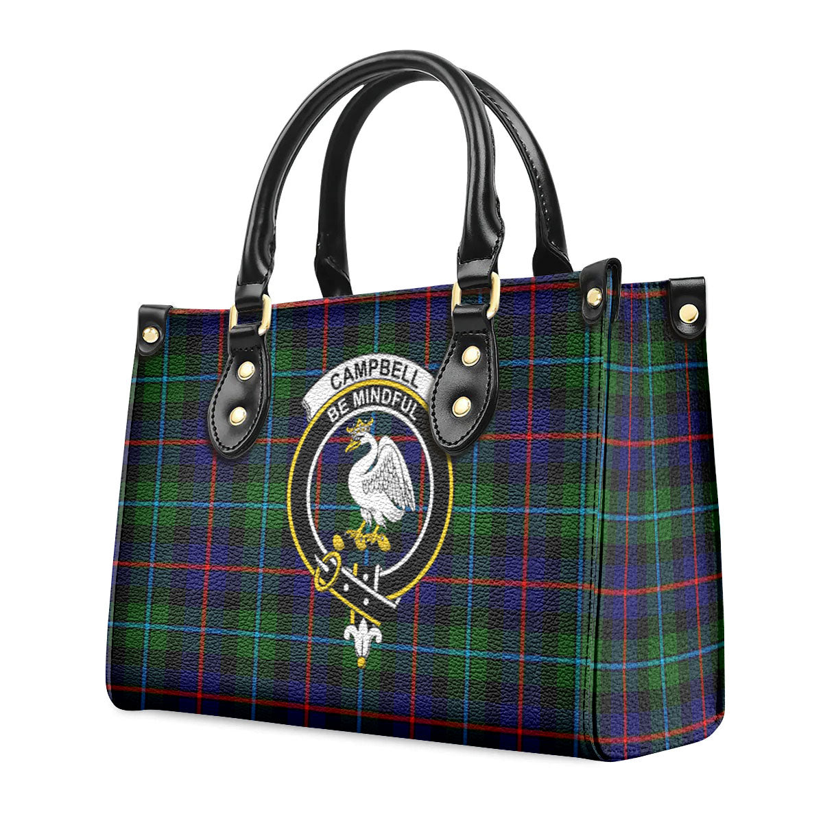 Campbell of Cawdor Modern Tartan Crest Leather Handbag