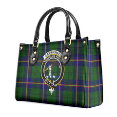 Carmichael Modern Tartan Crest Leather Handbag