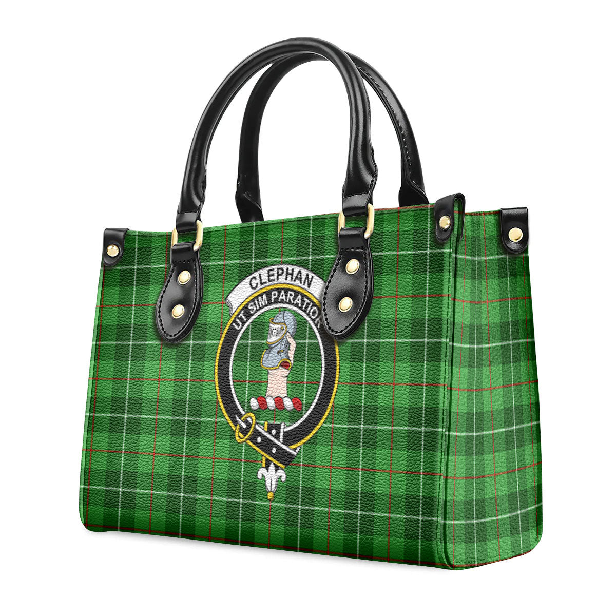 Clephan (or Clephane) Tartan Crest Leather Handbag