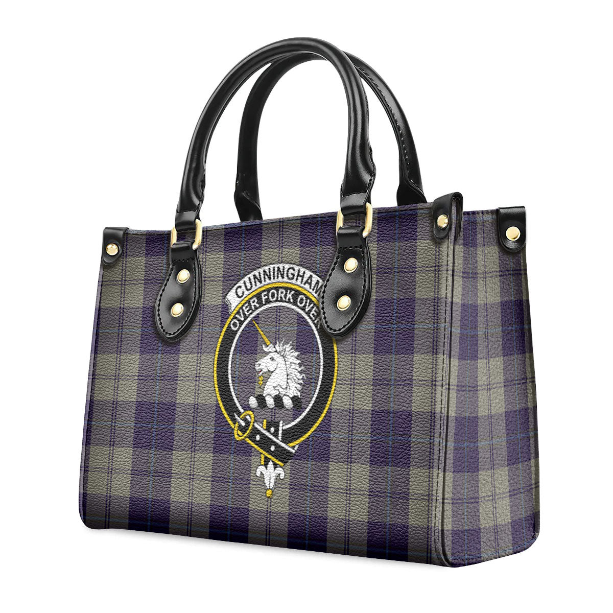 Cunningham Dress Blue Dancers Tartan Crest Leather Handbag