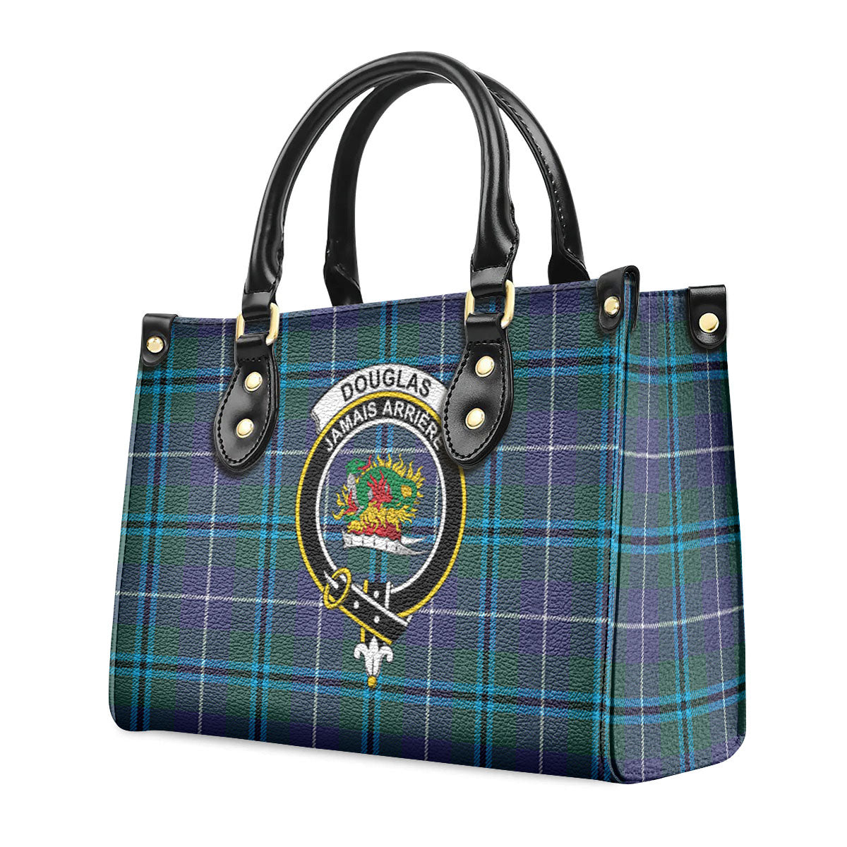 Douglas Modern Tartan Crest Leather Handbag