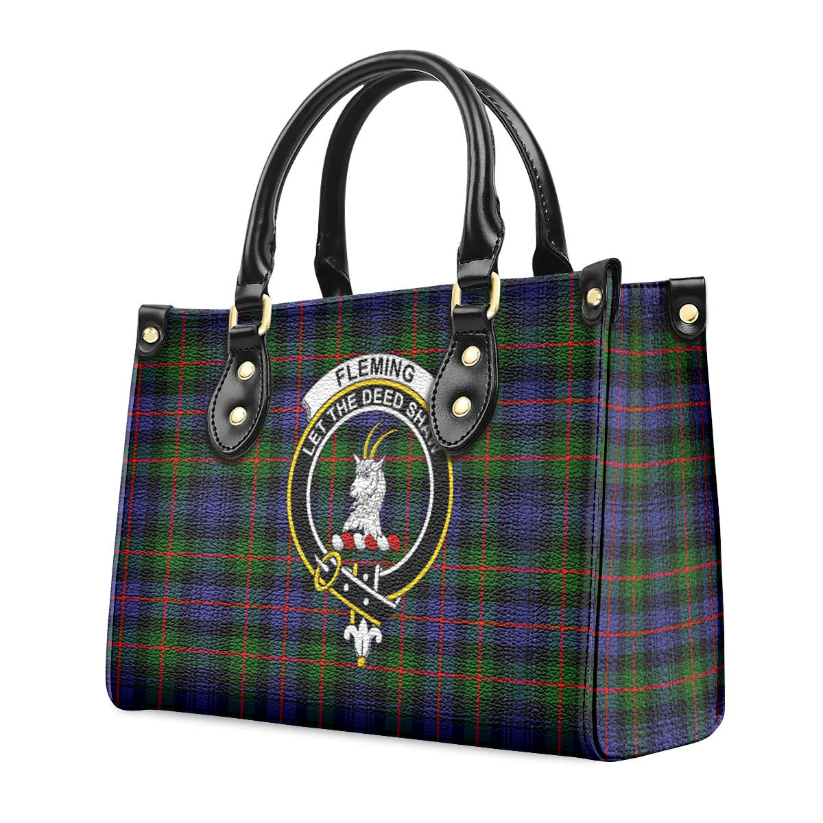 Fleming Tartan Crest Leather Handbag