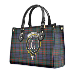 Fletcher of Dunans Tartan Crest Leather Handbag