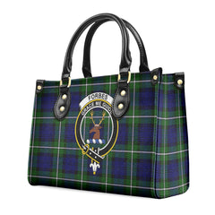 Forbes Modern Tartan Crest Leather Handbag