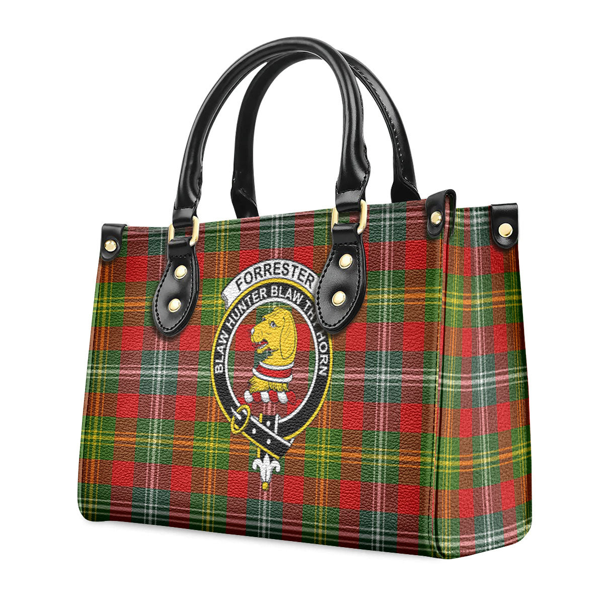 Forrester Tartan Crest Leather Handbag