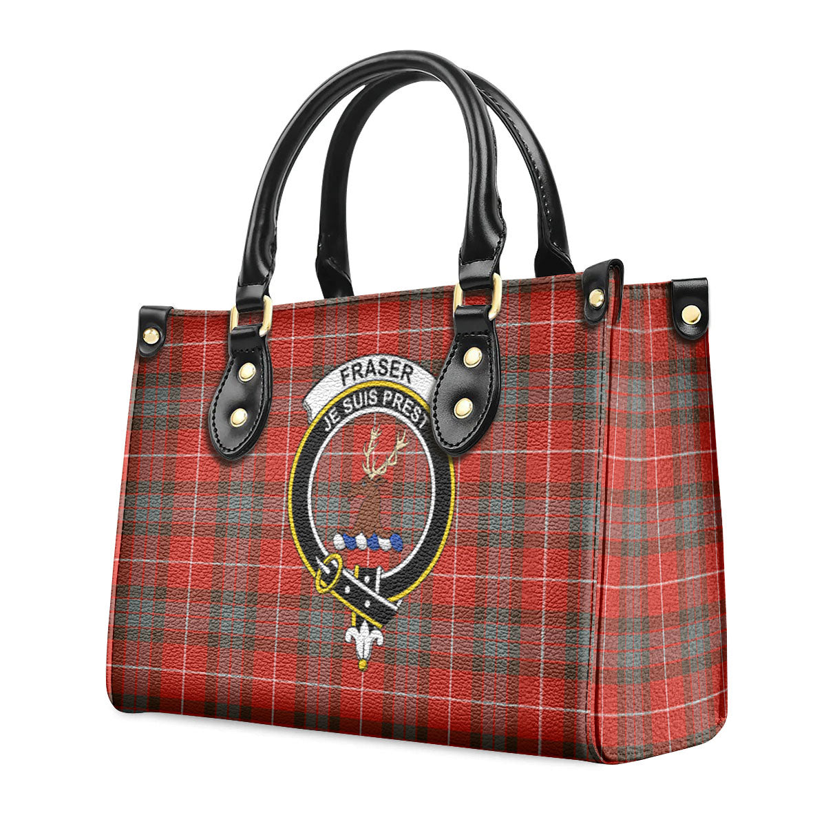 Fraser (of Lovat) Weathered Tartan Crest Leather Handbag