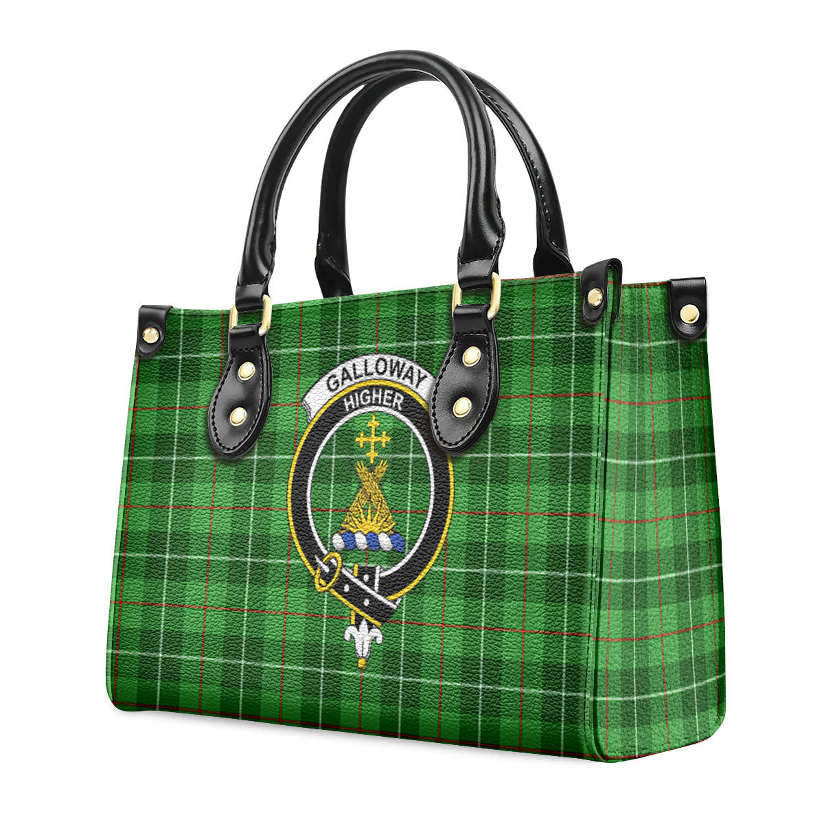 Galloway District Tartan Crest Leather Handbag