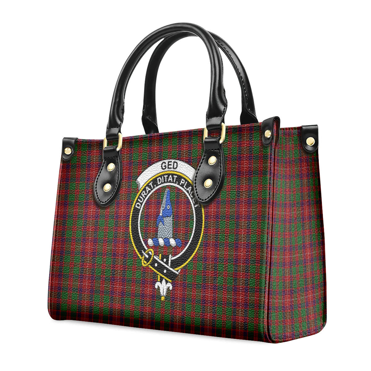 Ged Tartan Crest Leather Handbag