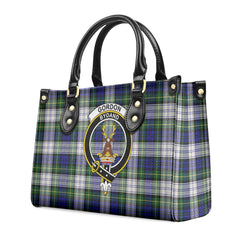 Gordon Dress Modern Tartan Crest Leather Handbag