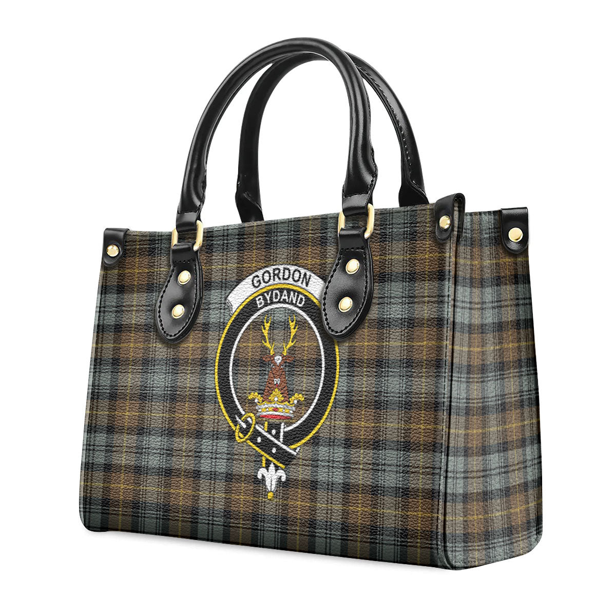 Gordon Weathered Tartan Crest Leather Handbag