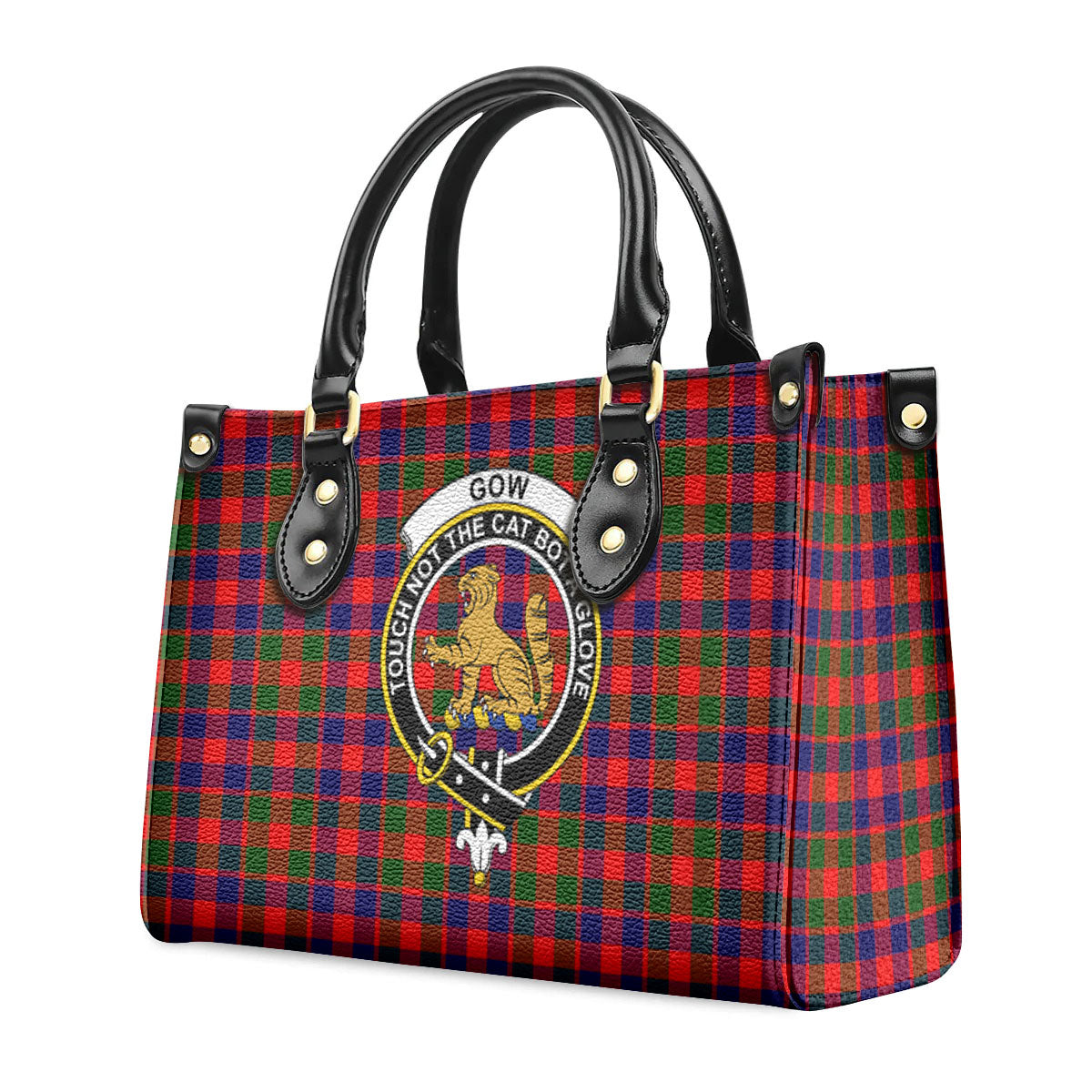 Gow (or McGouan) Tartan Crest Leather Handbag