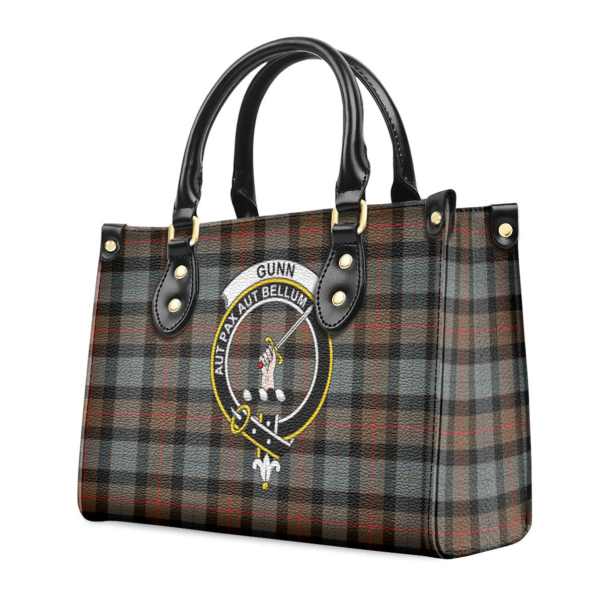 Gunn Weathered Tartan Crest Leather Handbag