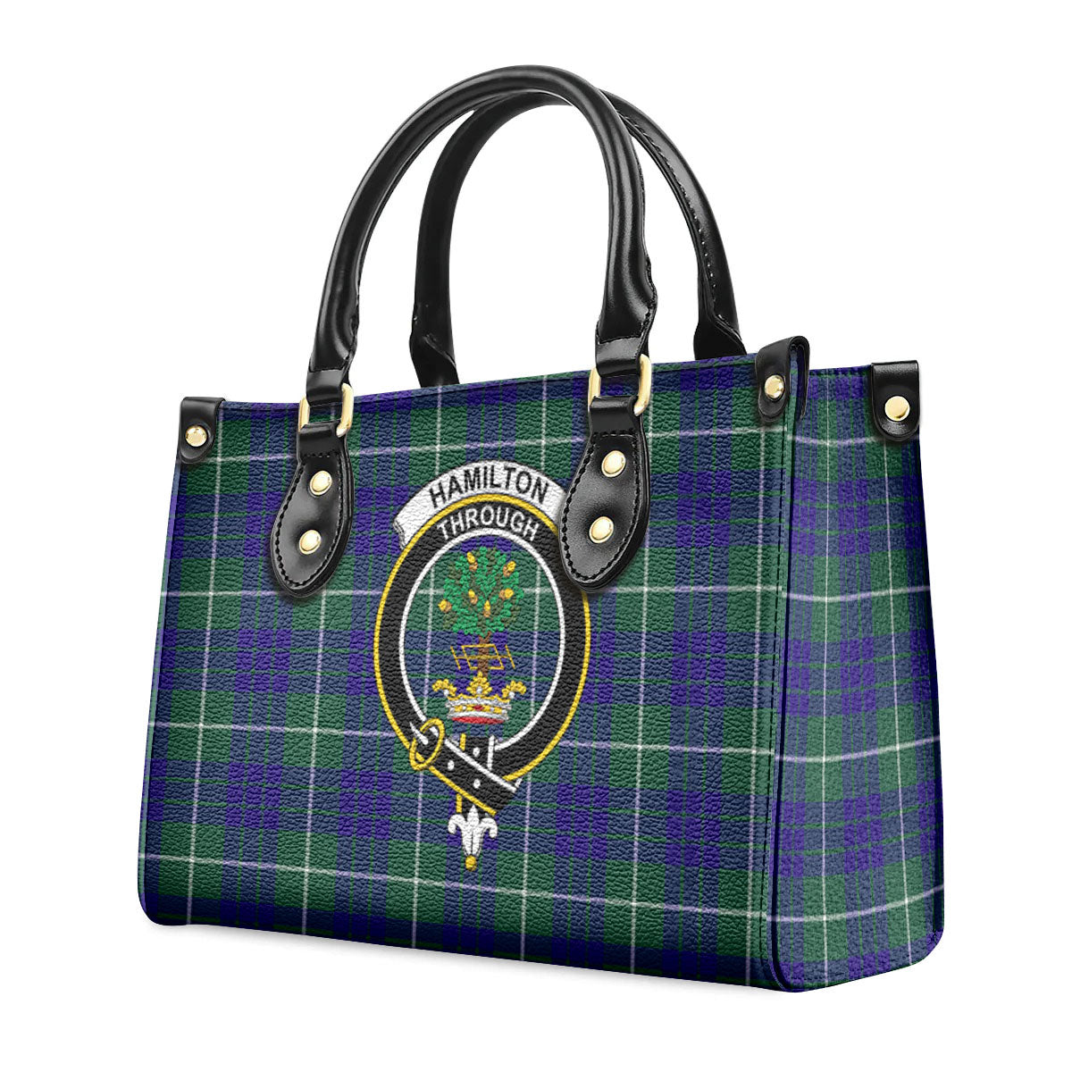 Hamilton Hunting Modern Tartan Crest Leather Handbag