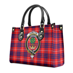 Hamilton Modern Tartan Crest Leather Handbag