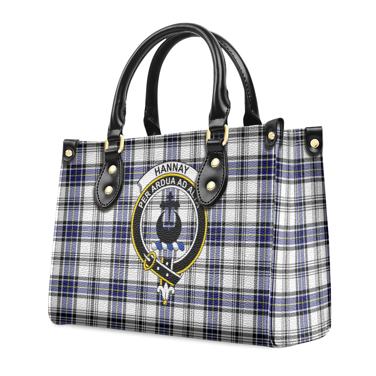 Hannay Modern Tartan Crest Leather Handbag