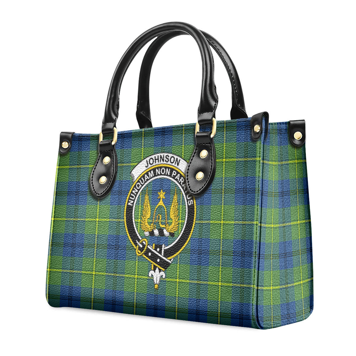 Johnson Ancient Tartan Crest Leather Handbag