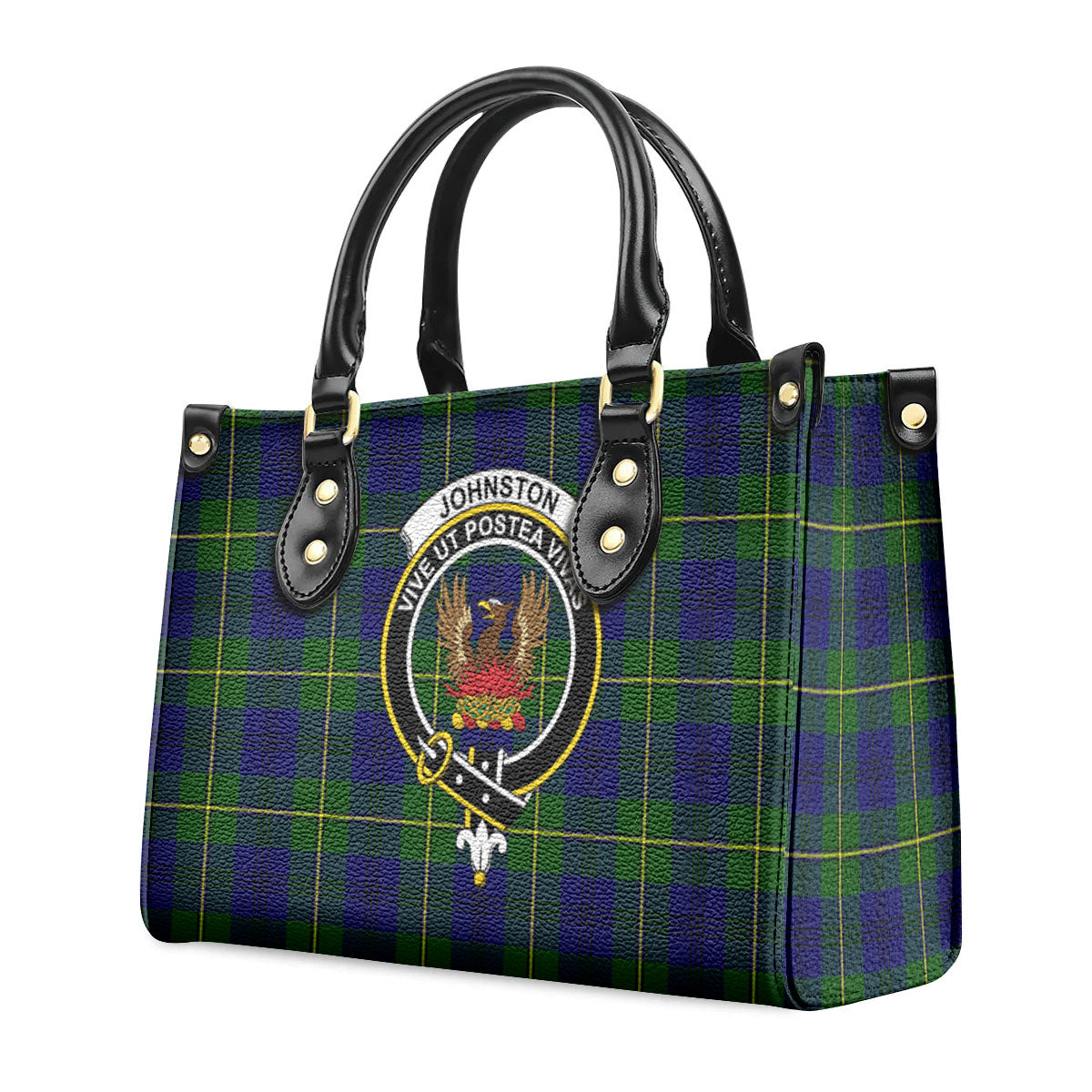 Johnston of Caskieben Tartan Crest Leather Handbag