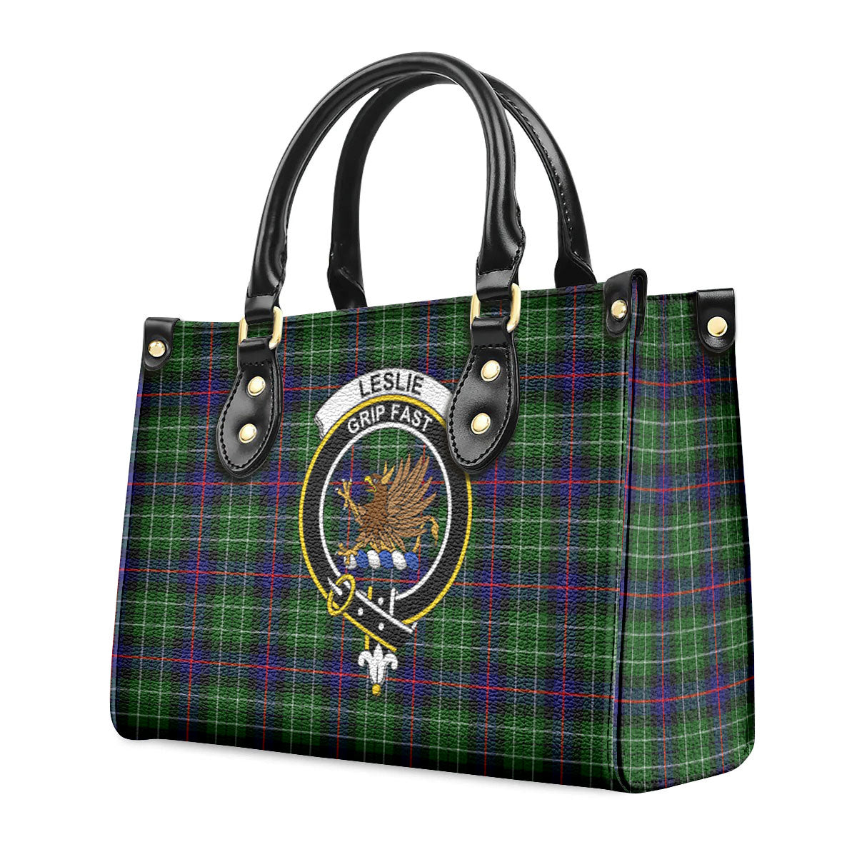 Leslie Hunting Tartan Crest Leather Handbag