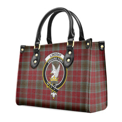 Lindsay Weathered Tartan Crest Leather Handbag