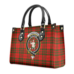 Livingstone Tartan Crest Leather Handbag