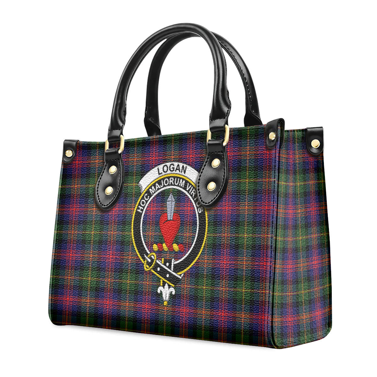 Logan Modern Tartan Crest Leather Handbag