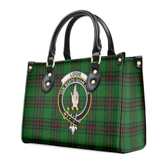 Logie Tartan Crest Leather Handbag