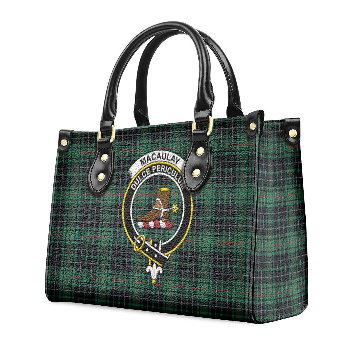 MacAulay Hunting Ancient Tartan Crest Leather Handbag