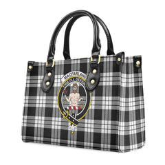 MacFarlane Black _ White Tartan Crest Leather Handbag