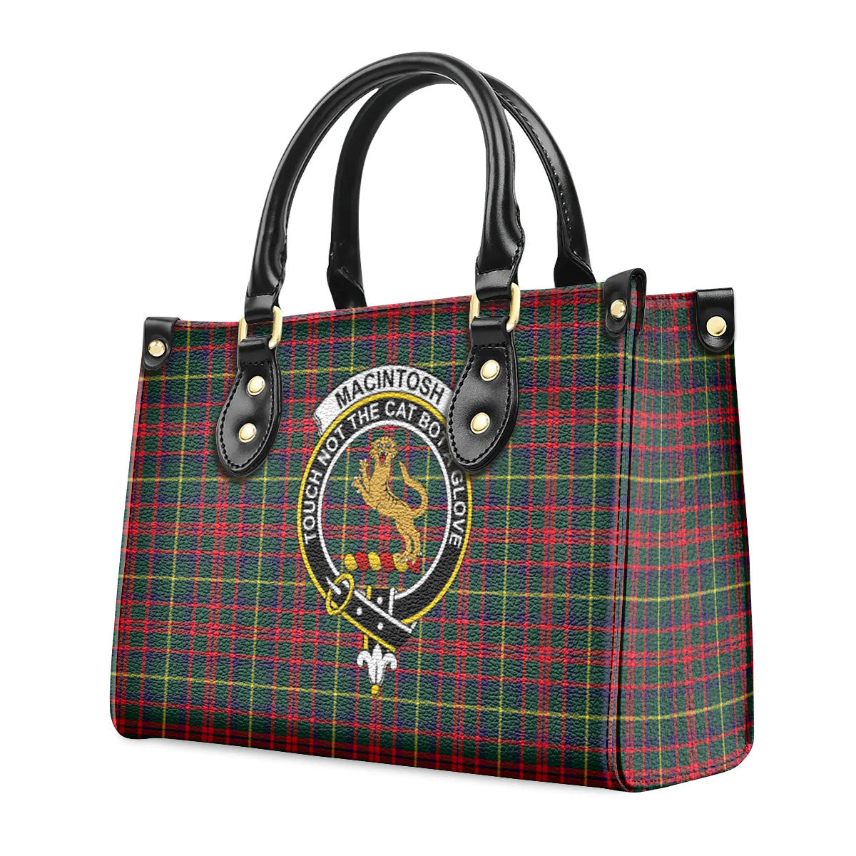 MacIntosh Hunting Modern Tartan Crest Leather Handbag