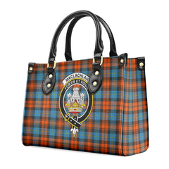 MacLachlan Ancient Tartan Crest Leather Handbag