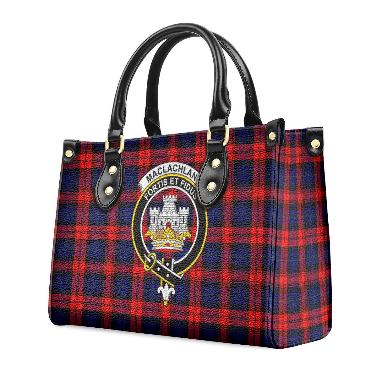 MacLachlan Modern Tartan Crest Leather Handbag