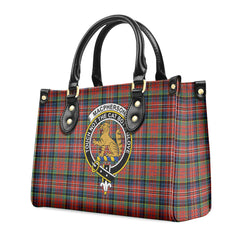 MacPherson Ancient Tartan Crest Leather Handbag