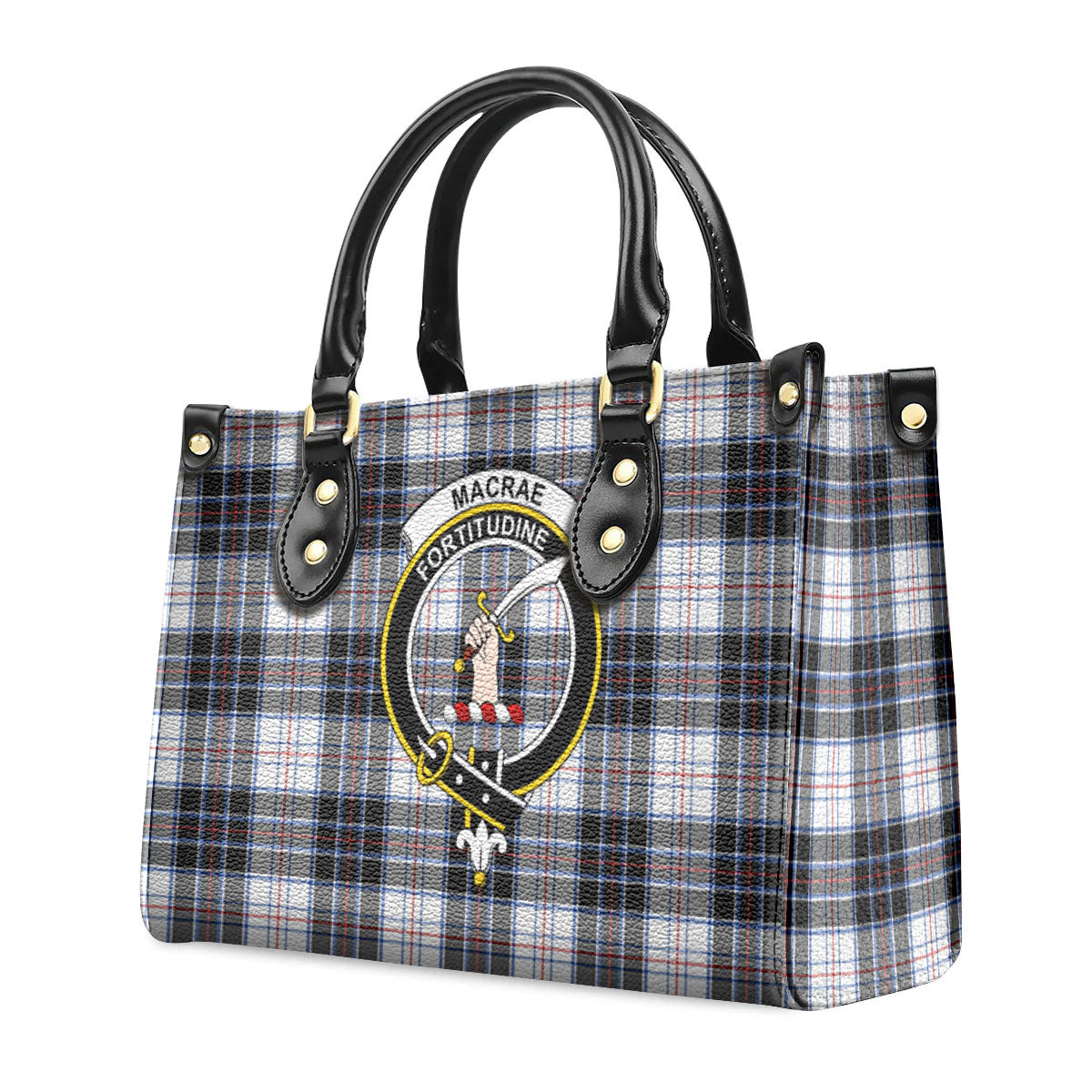 MacRae Dress Modern Tartan Crest Leather Handbag