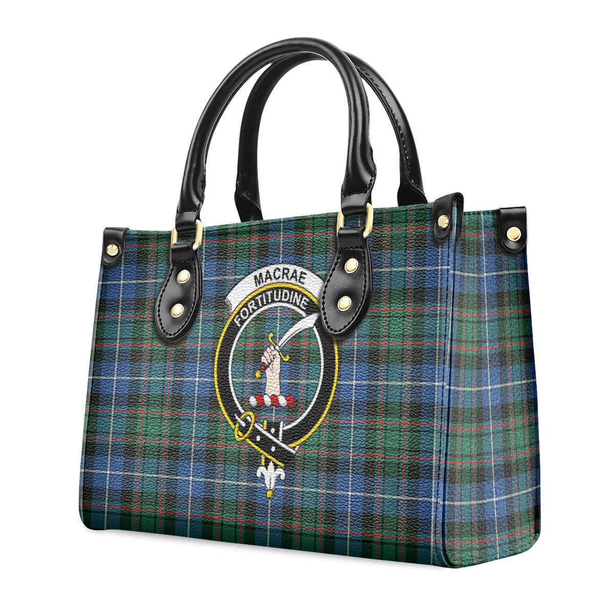 MacRae Hunting Ancient Tartan Crest Leather Handbag