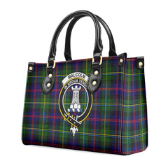 Malcolm (or MacCallum) Tartan Crest Leather Handbag