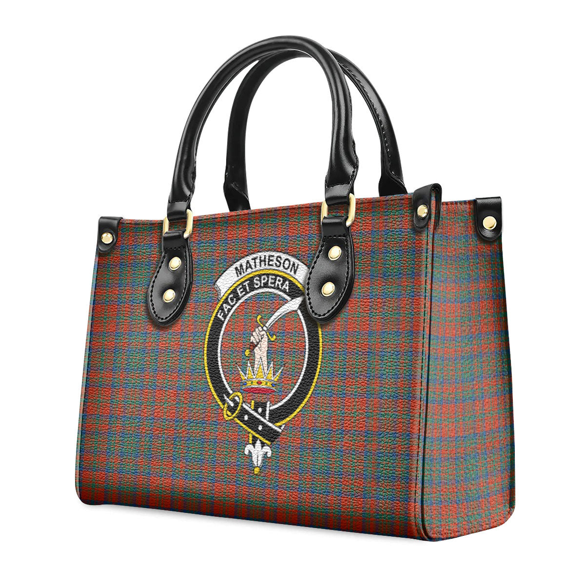 Matheson Ancient Tartan Crest Leather Handbag