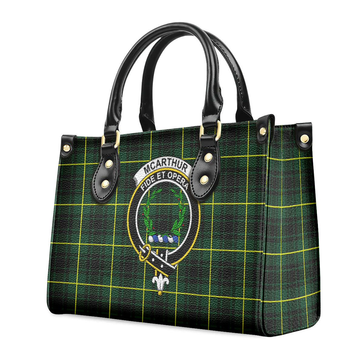 McArthur Modern Tartan Crest Leather Handbag