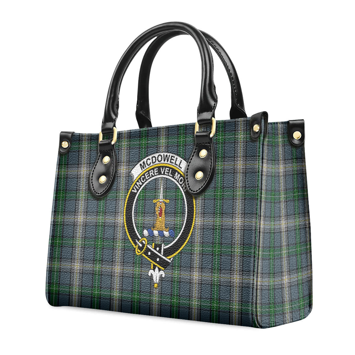 McDowell (MacDowell) Tartan Crest Leather Handbag