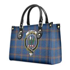 McLaine of Loch Buie Hunting Ancient Tartan Crest Leather Handbag