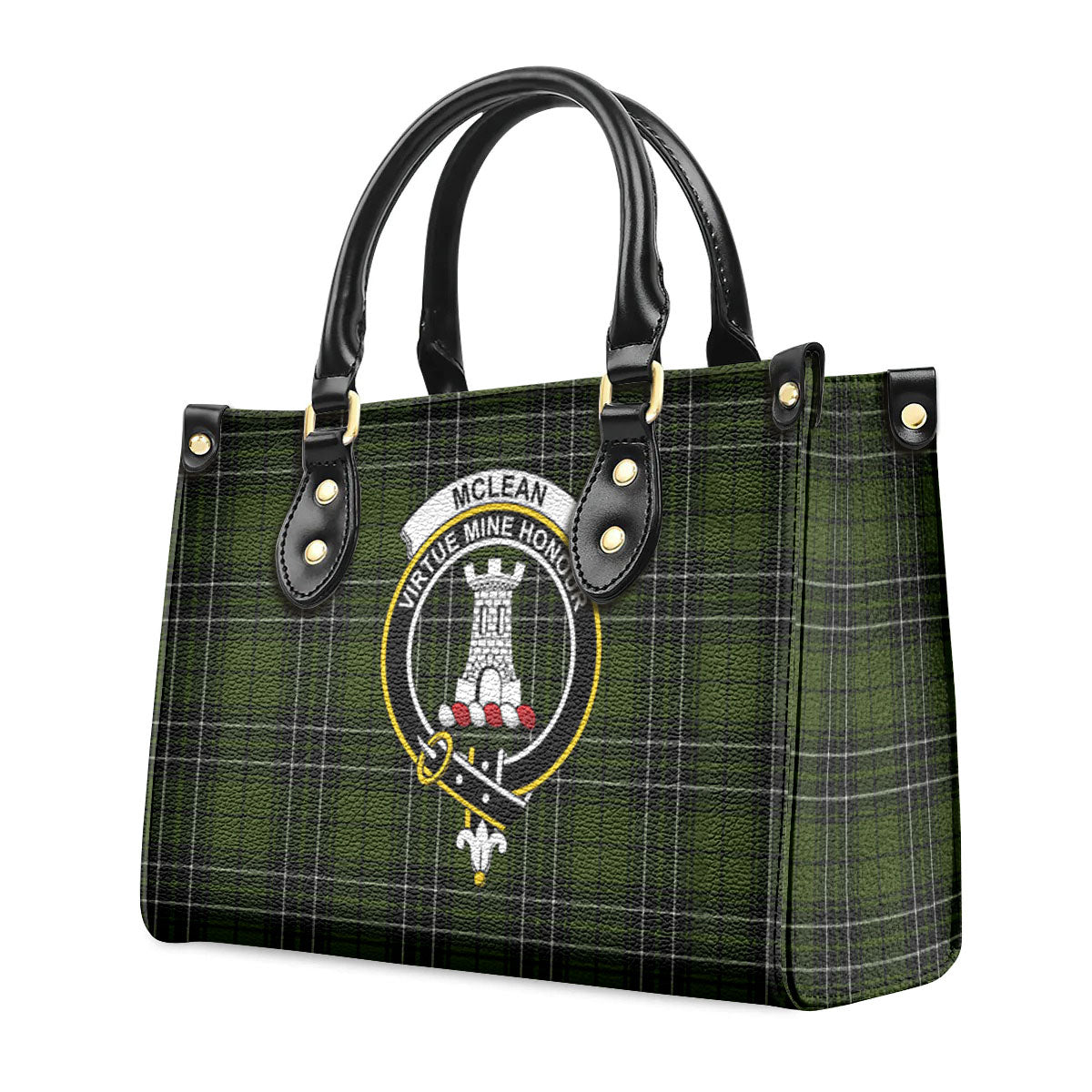 McLean Hunting Tartan Crest Leather Handbag