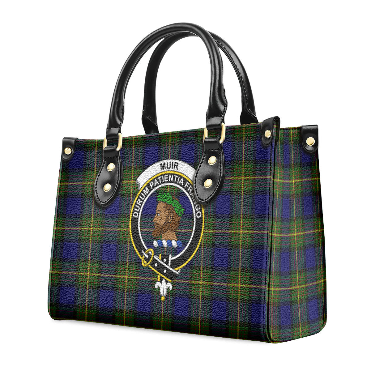 Muir Tartan Crest Leather Handbag