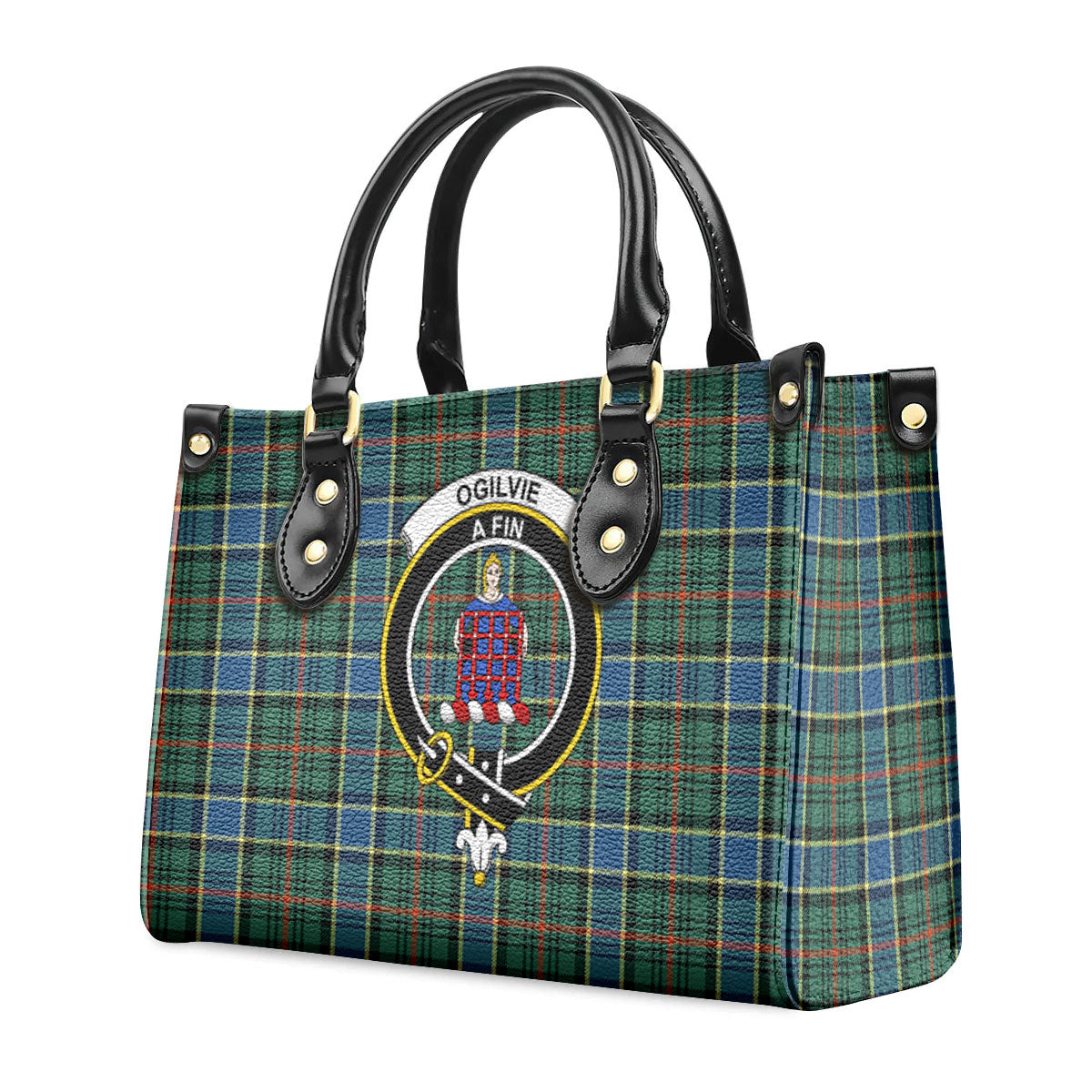 Ogilvie Hunting Ancient Tartan Crest Leather Handbag