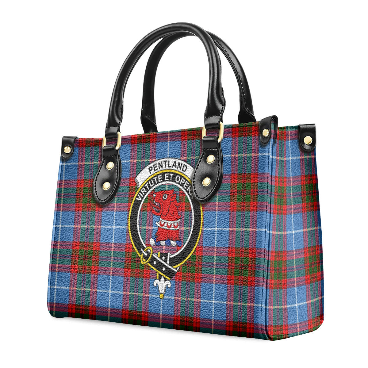 Pentland Tartan Crest Leather Handbag