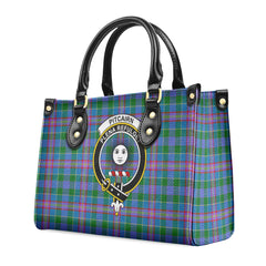 Pitcairn Hunting Tartan Crest Leather Handbag