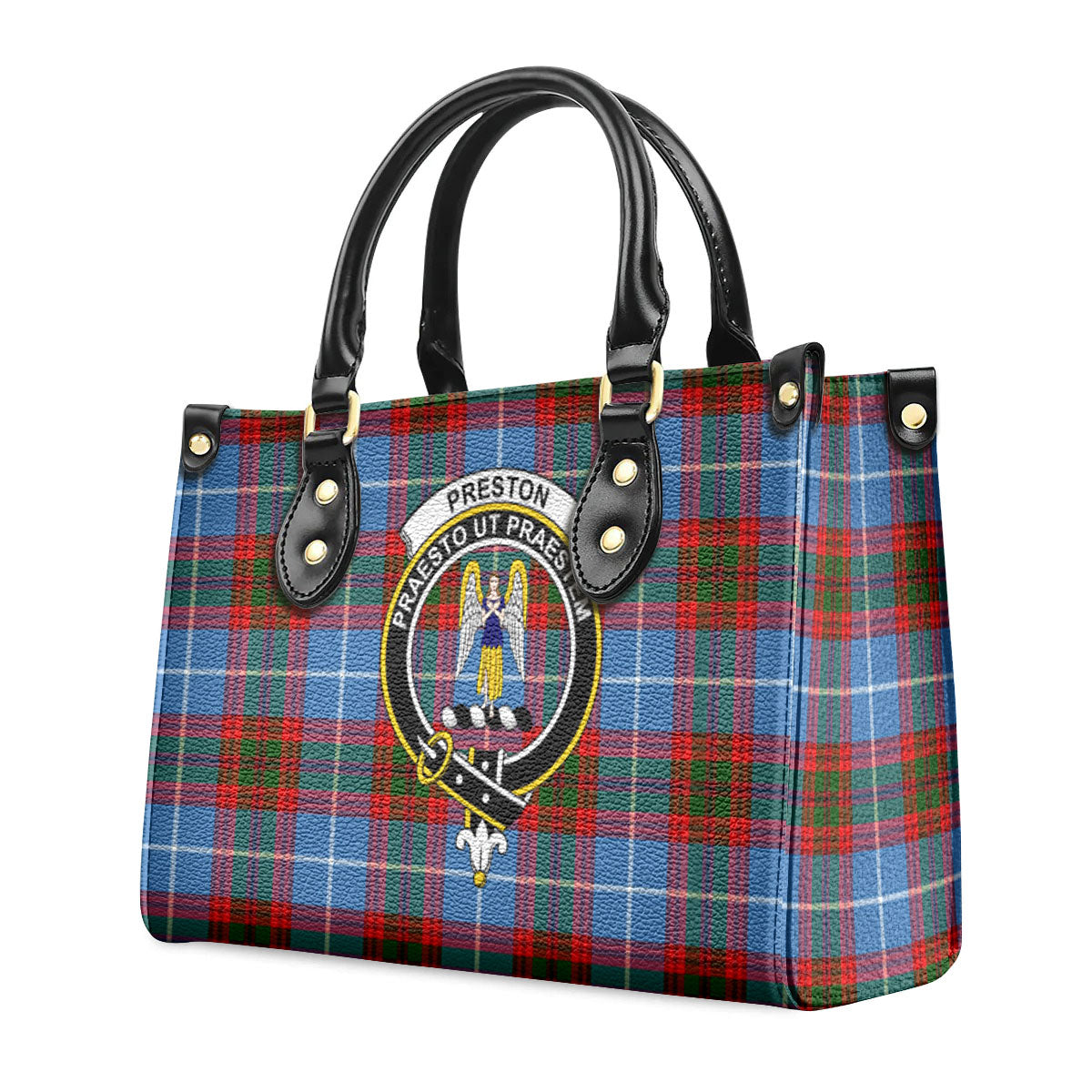 Preston Tartan Crest Leather Handbag