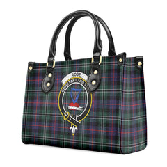 Rose Hunting Modern Tartan Crest Leather Handbag