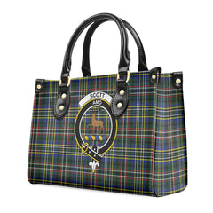 Scott Green Modern Tartan Crest Leather Handbag