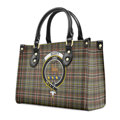 Scott Green Weathered Tartan Crest Leather Handbag